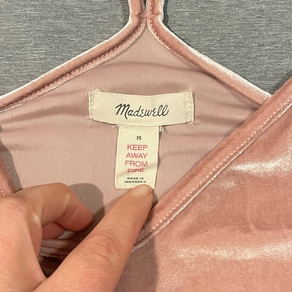 Madewell Light Pink Velvet Racerback Cami Top Medium Soft Shimmer Tank - Picture 4 of 6